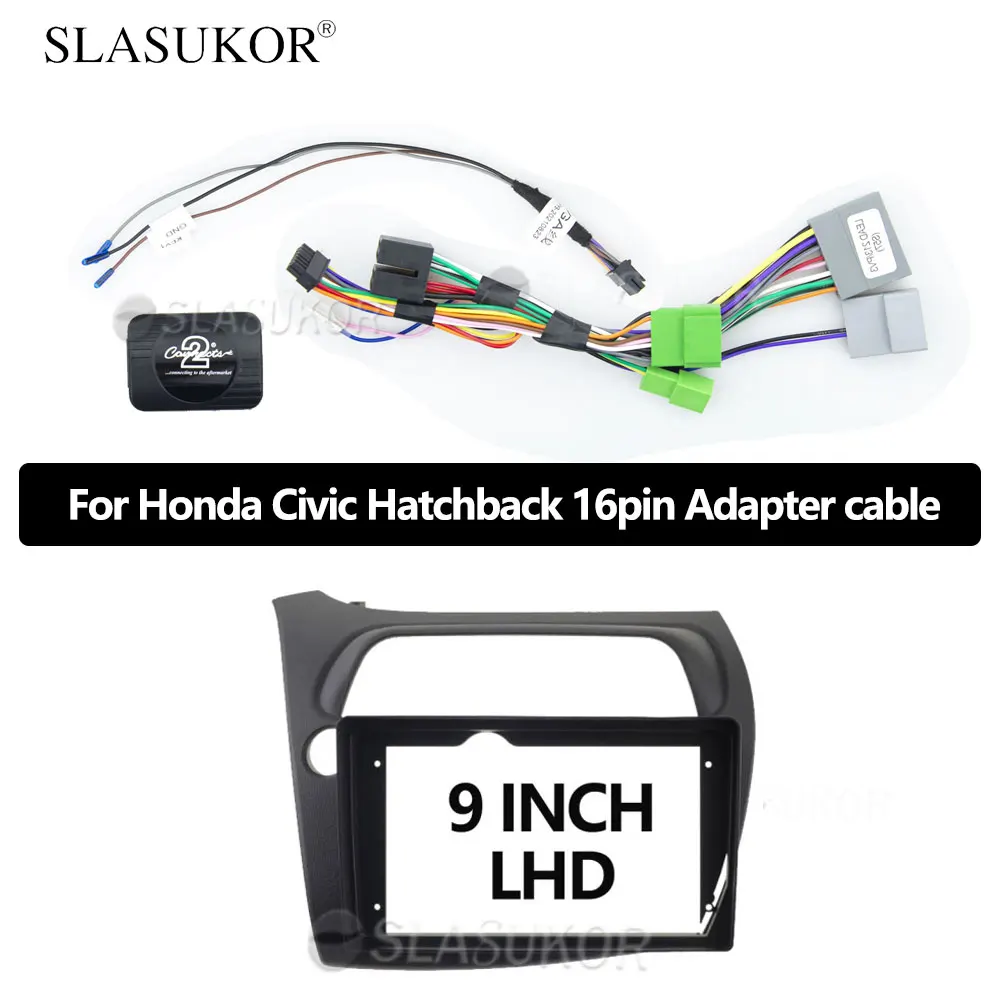 Android Radio Cables For Honda Civic Hatchback 16pin Adapter 2006+ For Citroen Buick Peugeot ISO Power Cable 16 Pins cable connector kit,car line adapter cable,car line adapter