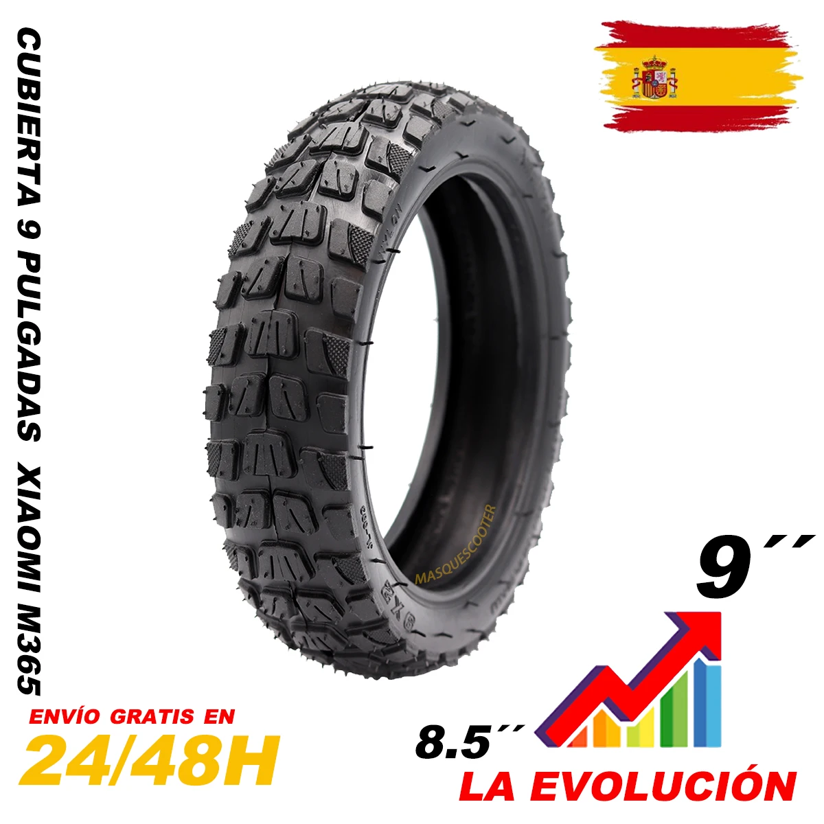 Cubierta Amalibay 9 pulgadas todoterreno compatible con patinete Xiaomi M365 1S PRO PRO2 para Mijia Scooter Off Road evolución de 8" neumático - Supermercado
