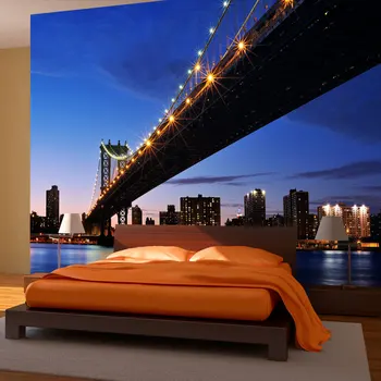 

Wall mural-the Manhattan Bridge illuminated-400x309 cm