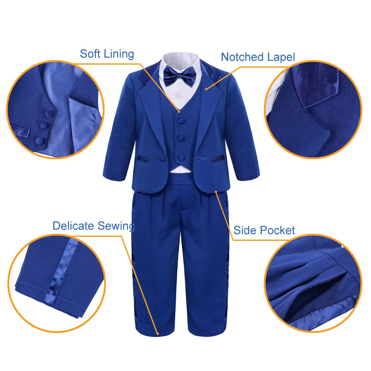 Baby Boy Wedding Suit Infant Formal First Birthday Tuxedo Toddler Photography Outfits Ceremony Blessing Party Costume 4pcs 4