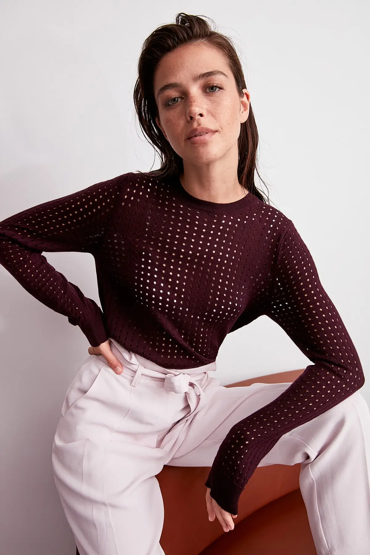 Trendyol фиолетовый сетчатый свитер TWOAW20ZA0069| |