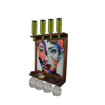 

Wall Art Picture Wooden Wine Rack Bottle Organizer Holders Beer Whiskey Bottle Bar Home Party Kitchen Living Room Accessory