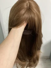 Womens Wigs Bangs EASIHAIR Synthetic-Hair-Wigs Heat-Resistant Water-Wave Long-Brown