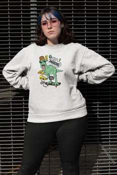 

Angemiel Wear Awesome Skateboarder Dinosaur White Women Sweatshirts