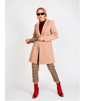 

WRAP LACING LEOPARD Jacket Women Long color Light Brown woven jacket from Fashion Autumn Elegant