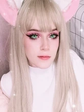 Blonde Wigs Bangs Wavy-Platinum Heat-Resistant-Fiber Henry Margu Cosplay Lolita Party