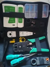 Herramientas de reparación para medidor LAN, juego portátil de instrumentos RJ45 para red local, kit de alicates, abrazadera, probador, cables, tenazas de crimpado y prensado, 14 unidades por set