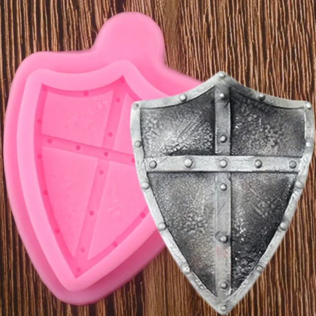 Knight Csata Pajzs Szilikon Formák Fondant Penész Baba Születésnapi Torta Dekorációs Szerszámok Cukorkapolimos Agyag Csokoládé Gumpaste