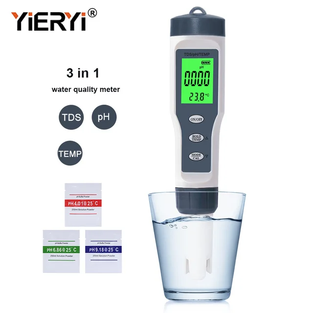 Yieryi Új Tds Ph -Mérő Ph/Tds/Ec/Hőmérsékletmérő Digitális Vízminőség -Monitor Tesztelő Medencék, Ivóvíz, Akváriumok Számára - Image 3