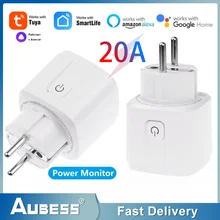 

20A Smart Socket 4400W Wifi Plug Power Metering Tuya / Smartlife APP Control For Alexa Google Home Alice 90 Day Free Replacement