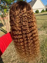 RuiYu 180 densidad 250 rizado de la onda de agua pelo peluca del pelo humano transparente de la onda de agua peluca con malla frontal T parte brasileño mojado y ondulado peluca