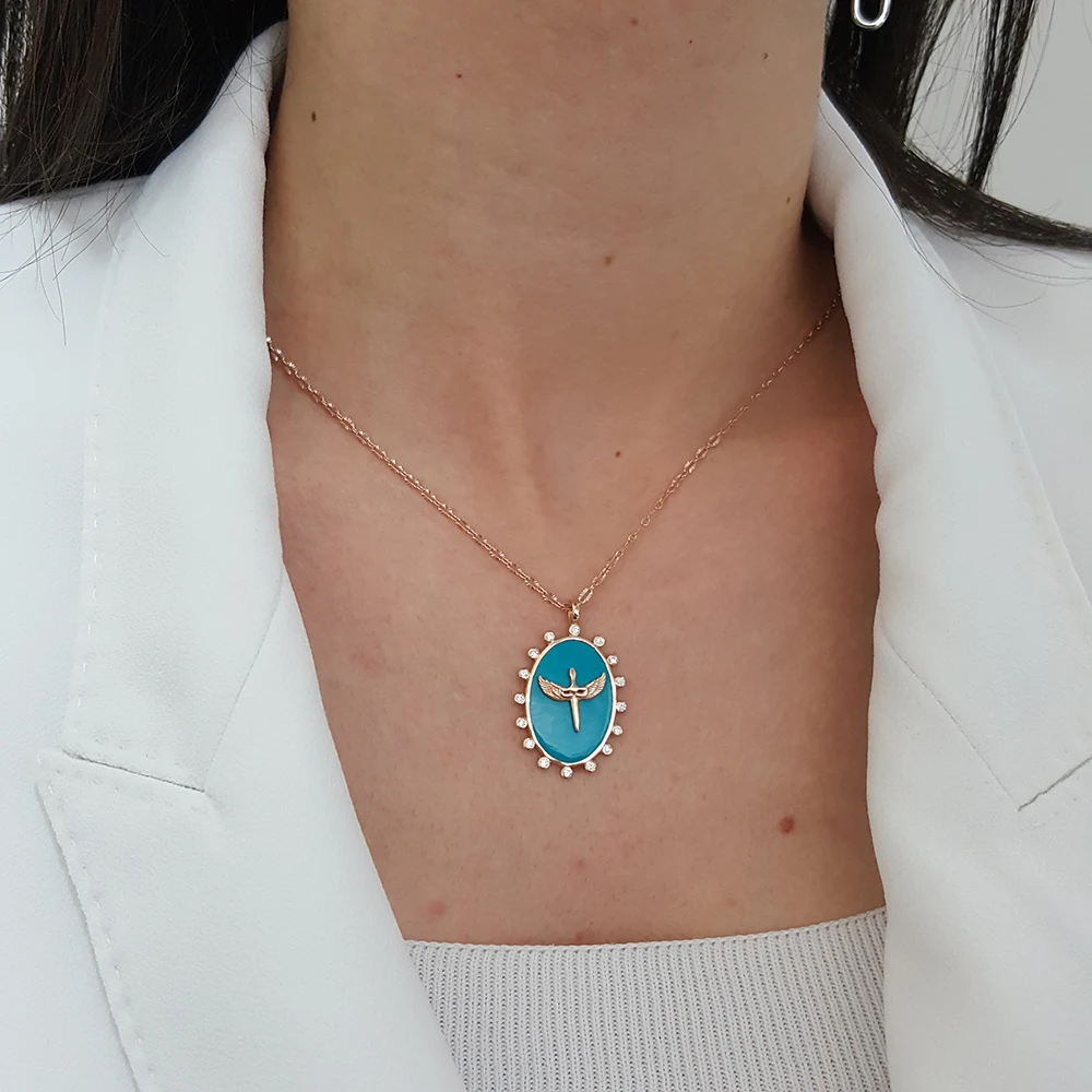 

NEW Trendy 925 Silver Neon Turkish Jewelry Zircon Fashion Angel Wing Sword Necklace For Women Minimalist Style Luxury Designer