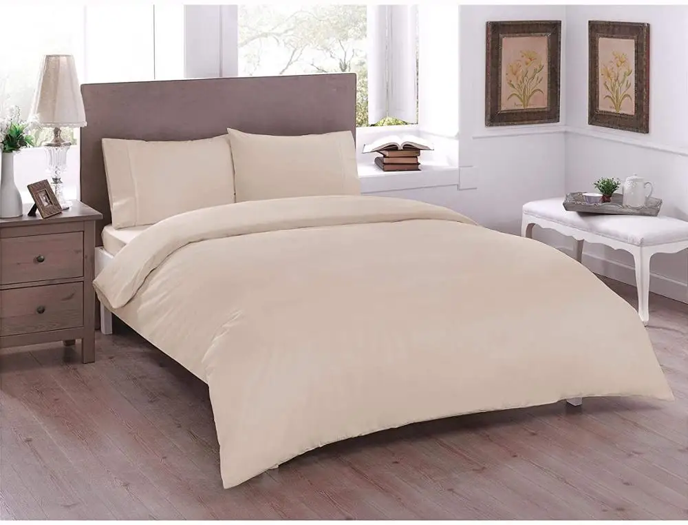 TAÇ Ranforce Double Duvet Cover Set Basic Beige Duvet cover 200x220 cm Bed sheet 240x260 cm