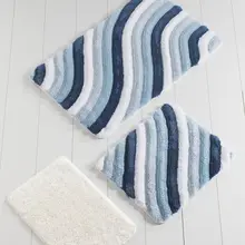 Коврик для ванной | коврик для ванной нескользящие Противоскользящие коврики красочные синие линии набор 3 60X100 Cm-50X60 Cm-40X60 см