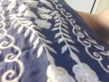 Tunic Women Beachwear Long-Dress Embroidery Batwing-Sleeve Oversize Black Plus-Size Summer