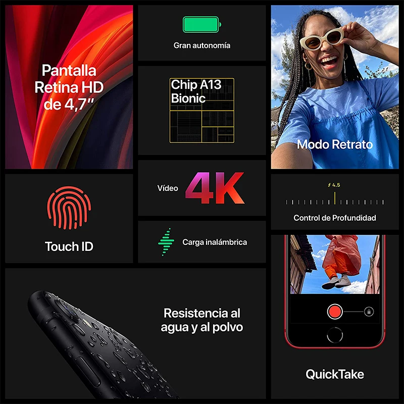 New Apple iPhone SE 64GB 128GB 256GB in Black White Red 4.7-inch HD Retina Display 12MP Camera 7MP Front Camera Chip A13 Bionic