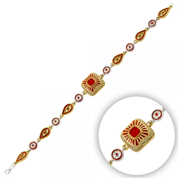 Подлинный браслет с эмалью и серебряным 925 пробы