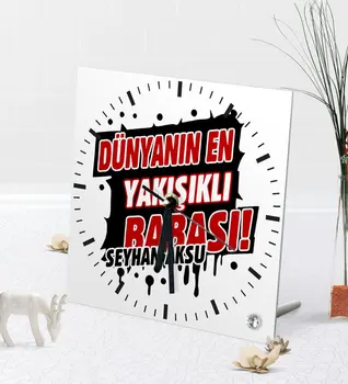 

Tailor-made The World 'S Most Handsome Father Desktop Square Glass Saat-1