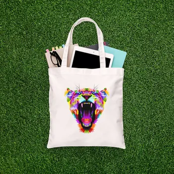 

Angemiel Bag Color Burst Roaring Tiger Portrait Shopping Beach Tote Bag