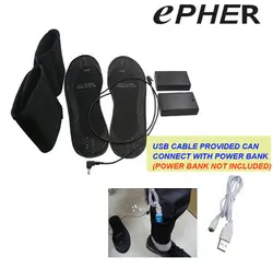 Удобные черные USB электрические стельки для обуви с подогревом на батарейках теплые Съемные стельки