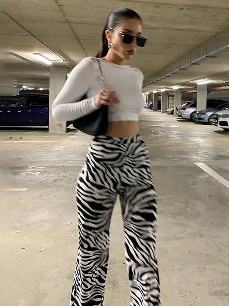 Wannathis Zebra Print Wide Leg Pants 