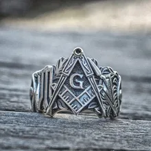  EYHIMD Men Freemason Ring Stainless Steel Masonic Symbol Rings Freemasonry Knights Templar Jewelry 