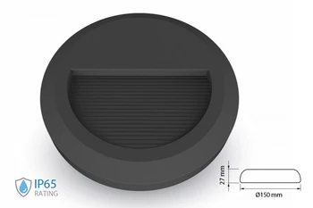 

Spotlight lights Led steplight round black 2W neutral white casing IP65 mounting surface mounted SKU-1316