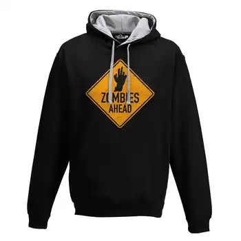 

Hood Sweatshirt Bico Zombie Ahead Horror Living Dead Infestation Dead Zone S black-gray
