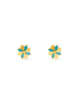 

Baby earrings or girl Enameled Flower Blue