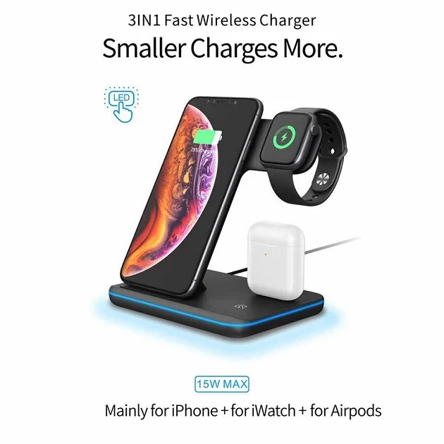 Док-станция зарядная 3 в 1 для iPhone, Watch, Airpods(Черный