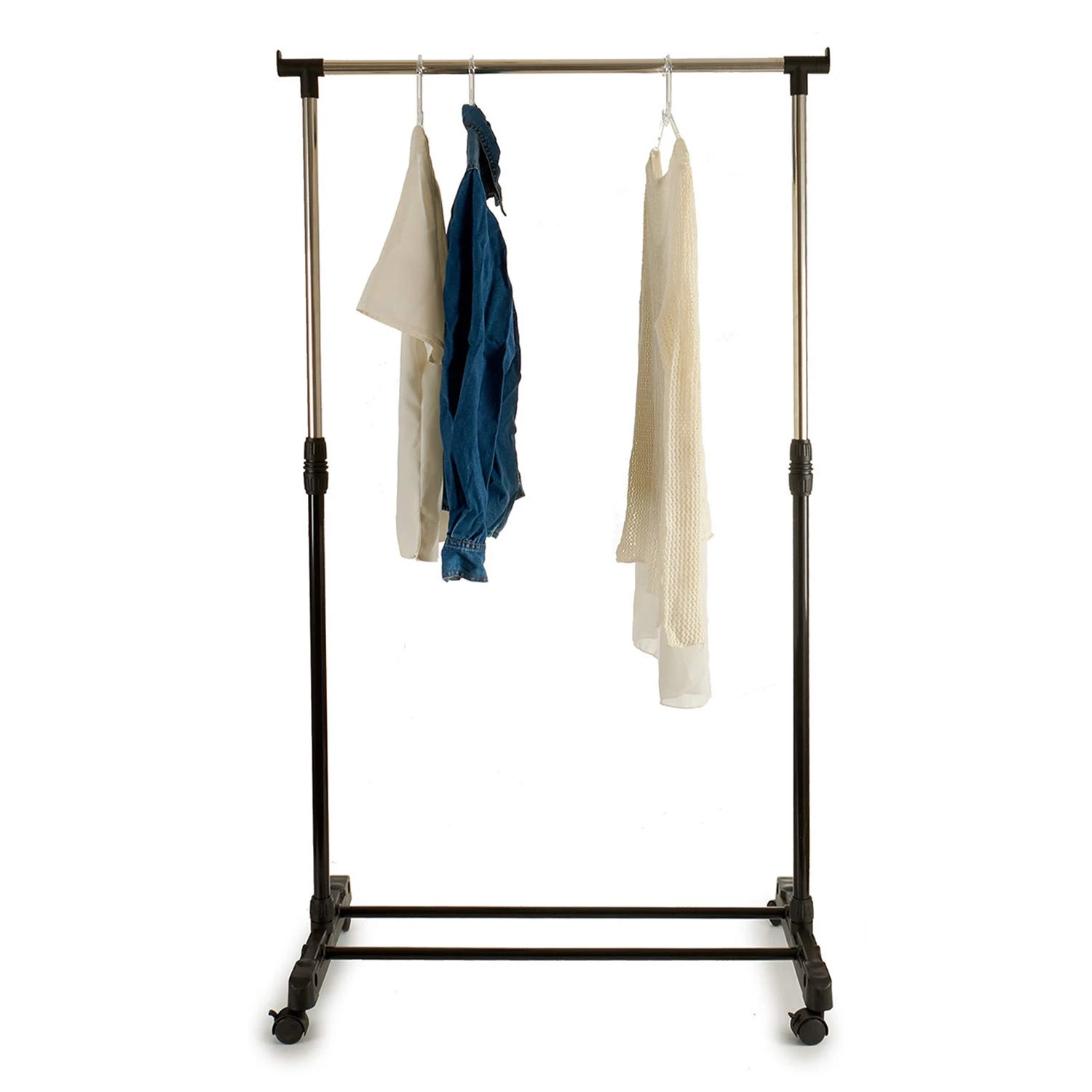 Perchero Barra para Colgar Ropa de Acero, Base con Ruedas transportarlo, Bloqueo de Ruedas. y Estable|Perchas y percheros| -