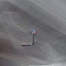 Nostril Piercing Jewelry Studs Opal-Nose L-Shape Stainless-Steel Colorful Retainer Pin