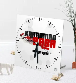 

Personalized Hero Father Desktop Square Glass Saat-2