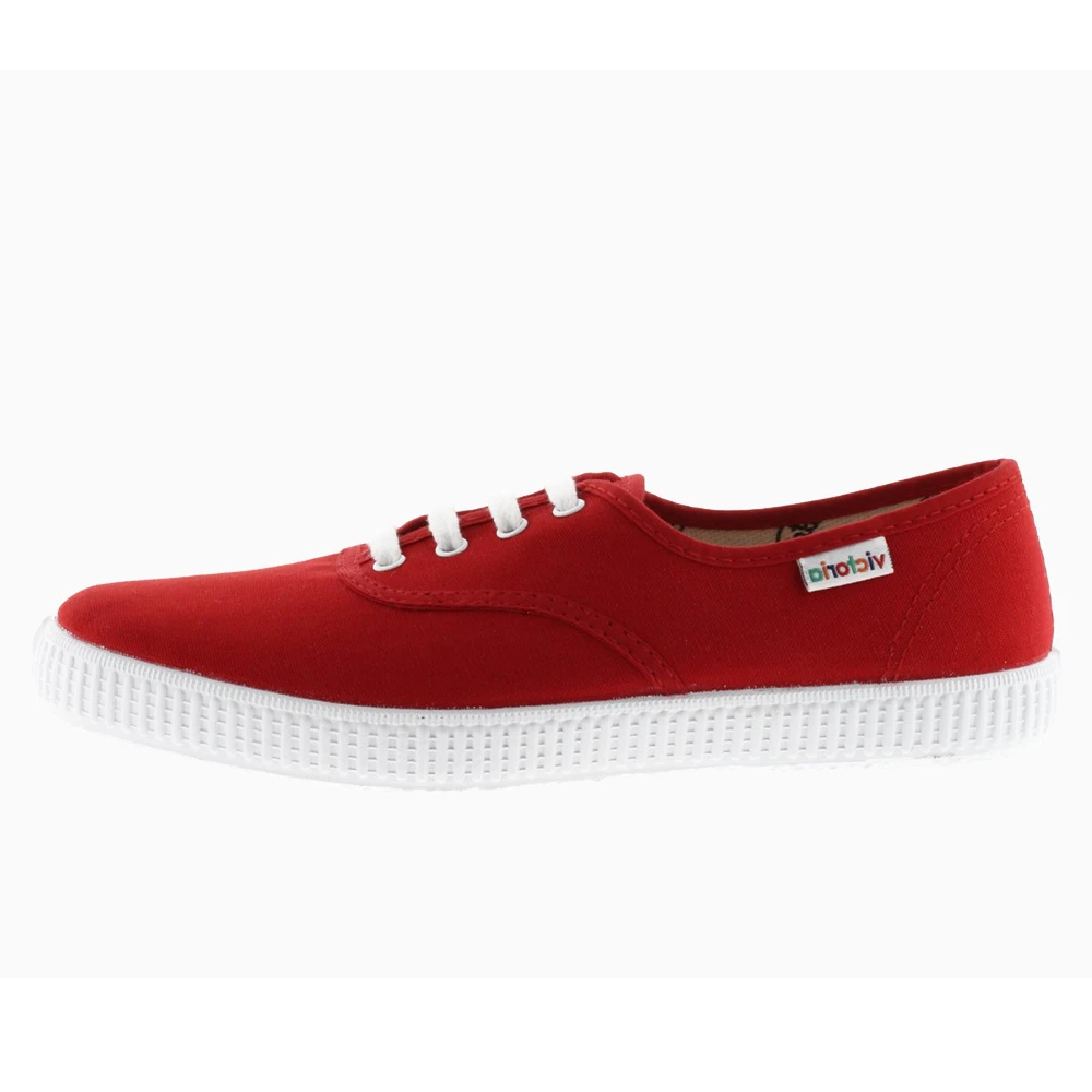 VICTORIA, Zapatillas Inglesa, Lona Color Rojo Con Cordones, Unisex, Modelo 6613