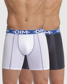 

2 Pack of ultra-elastic fabric long boxers and breathable zones with 3D Flex DIM technology