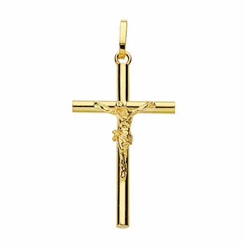 

Cross crucifix 18k gold Christ hollow 25mm. [AA2019]