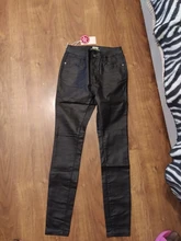 Pantalones vaqueros ajustados de cintura alta para mujer, Jeans de piel sintética, elásticos, C1075, 2021