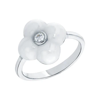 

Silver ring with ceramics and cubic zirconia sunlight sample 925