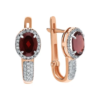 

Gold earrings with cubic zirconia and Garnet sunlight sample 585