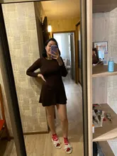 Sweater Dresses Robe Long-Sleeve Knitted Winter New Women Short Vestidos Slim A-Line