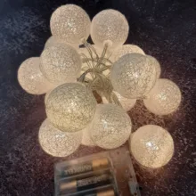 Lights-String Garland Cotton-Ball Led Wedding Party Christmas Outdoordiy Holiday 5M Crib