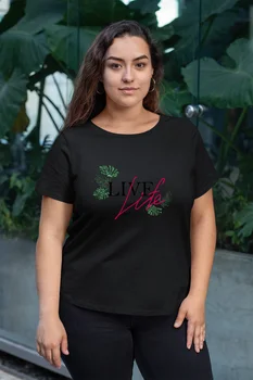 

Angemiel Wear Live Lite Black Women Cotton Large Size T-Shirt