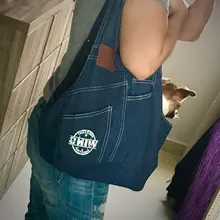 Sling Hand-Carrier-Bag Denim-Material Pet-Dog Blue Retail