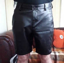 Thoshine-pantalones cortos de cuero para hombre, Shorts elásticos para exteriores, a la moda, de cuero PU, para verano