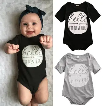 

2018 summer short sleeve o-neck pullover bulk Newborn Toddler Infant Baby Boys Girls Rompers Playsuit Clothes Outfits 6-24M