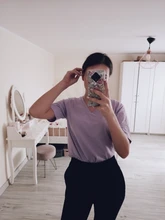 Summer T-Shirt Tees Short-Sleeve Basic Female V-Neck Women Ladies Hirsionsan 100%Cotton