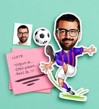 

Personalized Mr Burgundy Blue Football Player Caricature Of Wooden Magnet Souvenirs Fun Funny Reliable Solid Personalized design