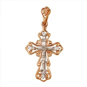 

Master brilliant cross with 4 red gold diamonds