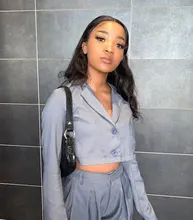 Yomagic-pelucas con onda de encaje frontal para mujer, cabello sintético de Color negro, sin pegamento, con línea de pelo Natural