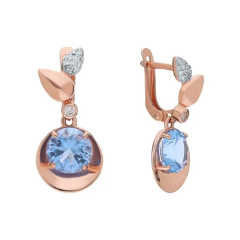 

Silver earrings with cubic zirconia and Topaz Swiss sunlight sample 925